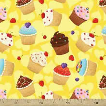 Mutfak Perdesi Kanat Fon Perde Cupcake Desenli- Mavi