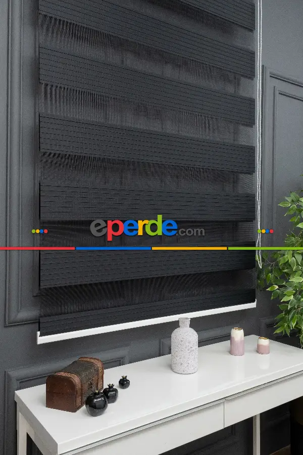 Siyah Zebra Perde, Pileli Plise Model