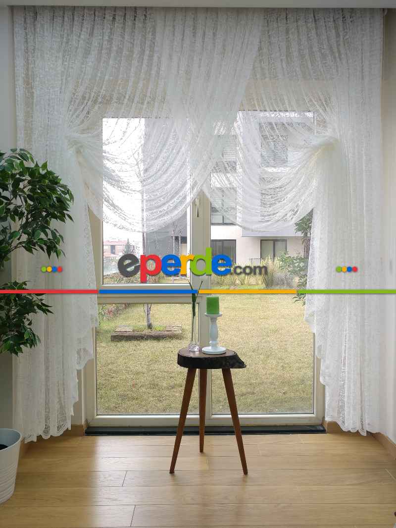 mutfak - Kruvaze Tül Perde - Örme Zemin- Ekru