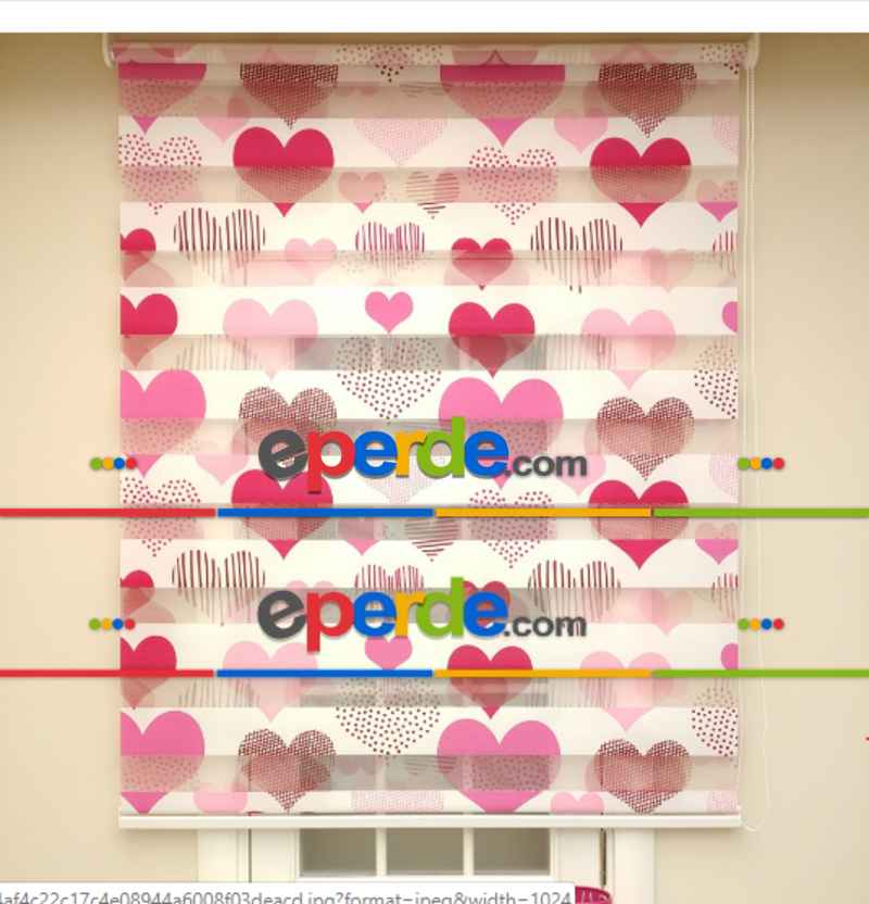 Çocuk Odası - Pembe Kalpli Zebra Perde- Pembe- Çok Renkli 2