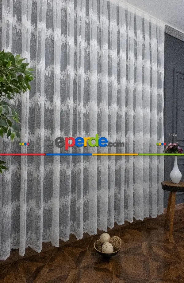 Salon - Taç Ütü İstemez Zikzaklı Yeni Tasarım Model Tül