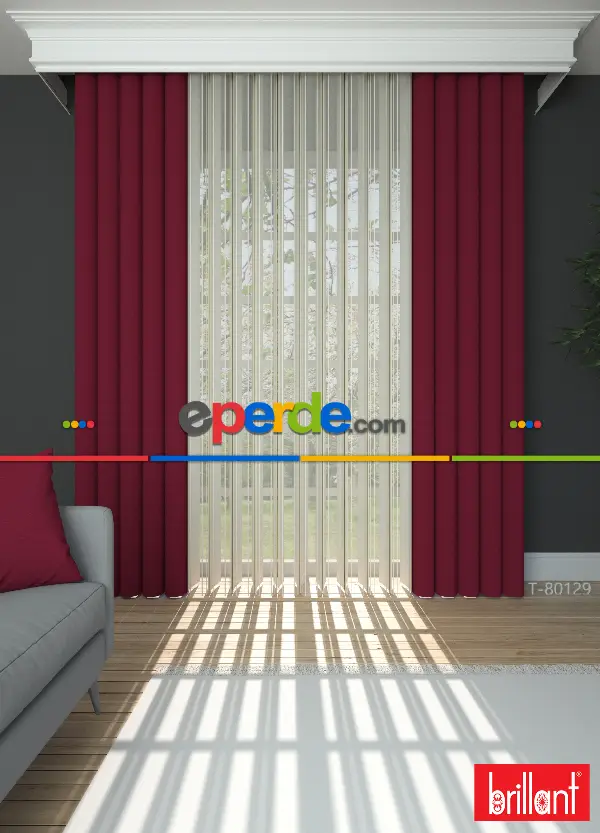 Brillant Akıllı Tül Perde Kırmızı Renkli Tül Dikey Zebra Perde Düz 1. Kalite