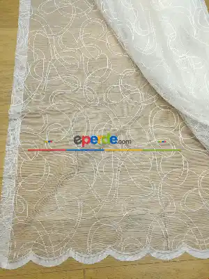 Hazır Ölçülü Spor Desen Fransız Dantel Örme Tül Perde