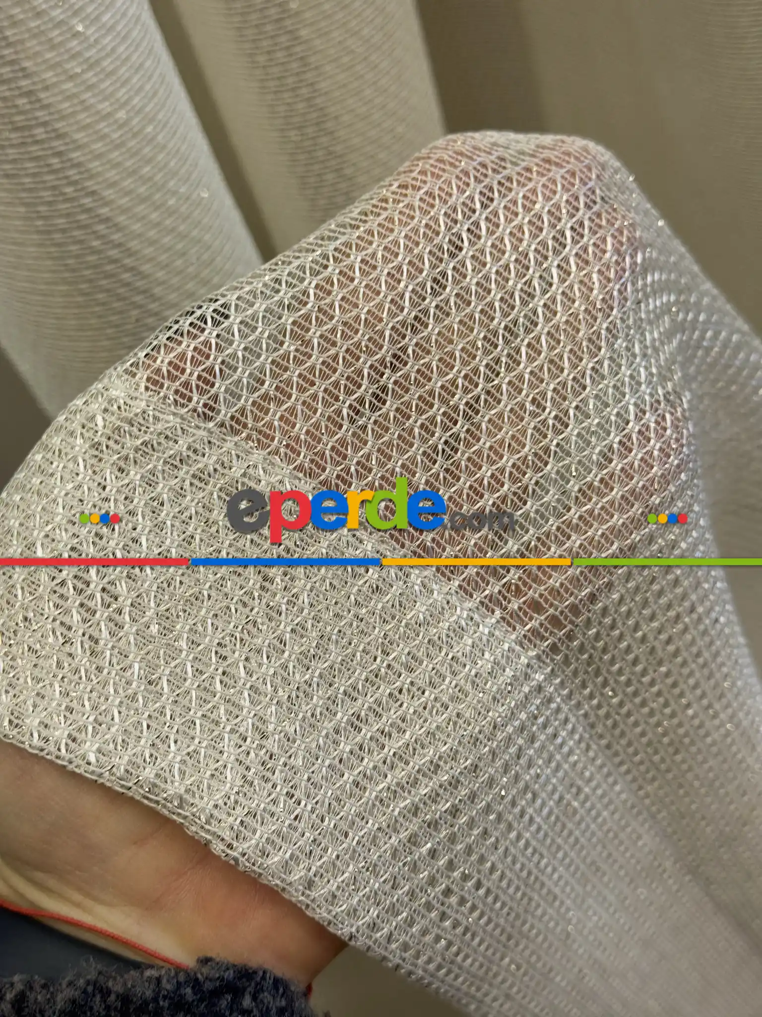 Bej Simli Tül Perde, Ağır Gramajlı Premium Seri, Kurşunlu Tül