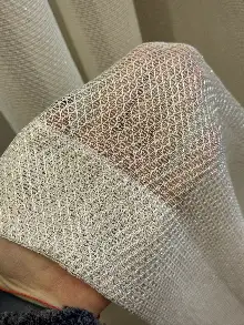 Bej Simli Tül Perde, Ağır Gramajlı Premium Seri, Kurşunlu Tül