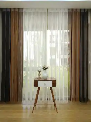 Akıllı Perde 1. Kalite Çizgili Tül Dikey Zebra Perde Kahve Vizon Ekru- Kahverengi-vizon Rengi-ekru-sütlü Kahve