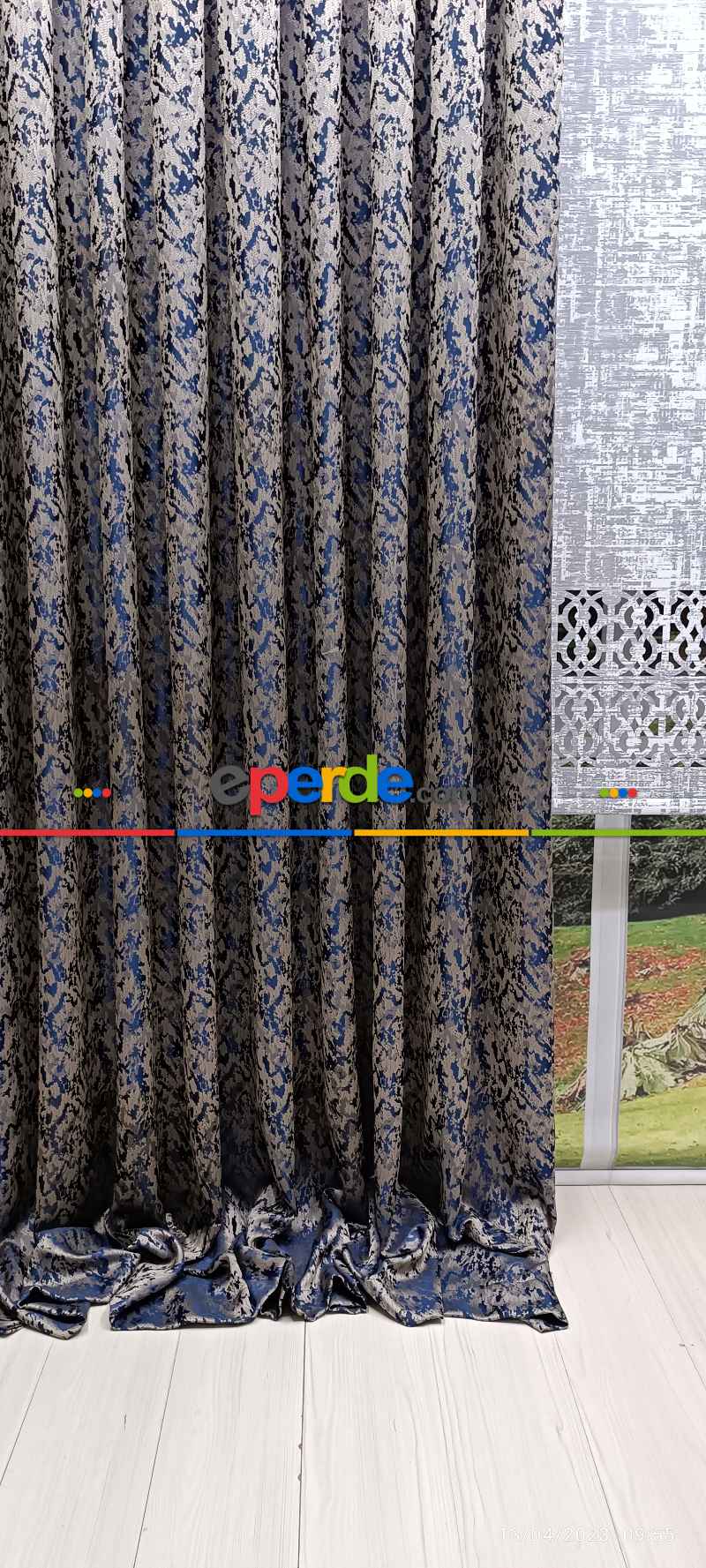 Yatak Odası - 2023 Elit Modern Desenli Fosforlu İplik Dokuma Fon Perde - 2
