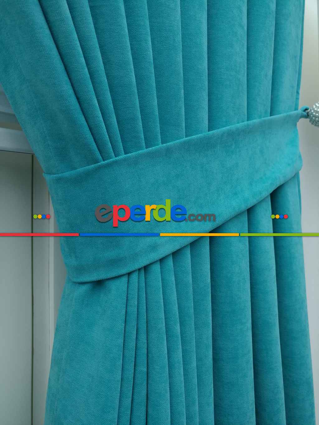 %25 İndirimli!!! Açık Turkuaz Panama Fon Perde- Turkuaz