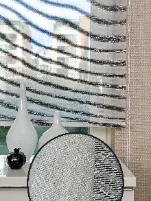 Mutfak Gümüş Simli Siyah Çizgili Tül Stor Perde, Standart Metal Kasalı Yüksek Kalite Kornişe Kolay Montaj Seçenekli