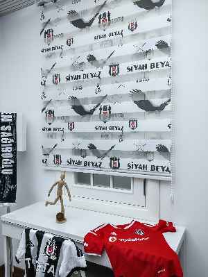 Zebra Perde- Dijital Taraftar Baskılı Beşiktaş Zebra Perde- Siyah-beyaz