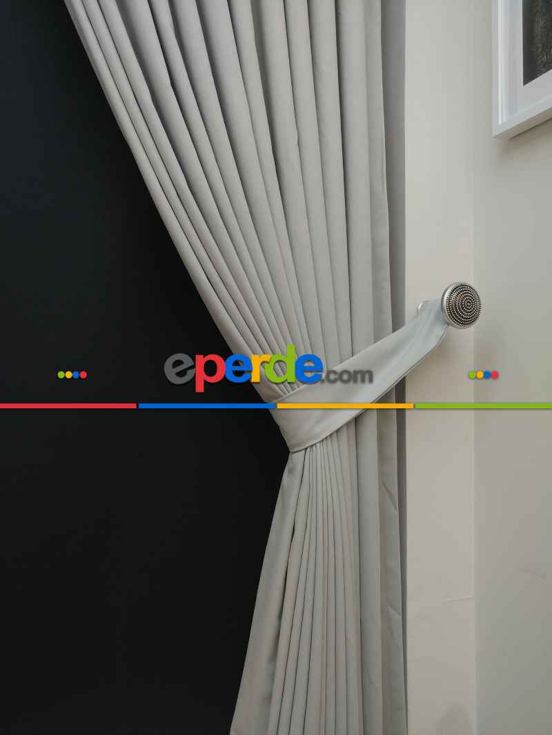 Düz Renk Dökümlü Fon Perde (150)- Kum Gri