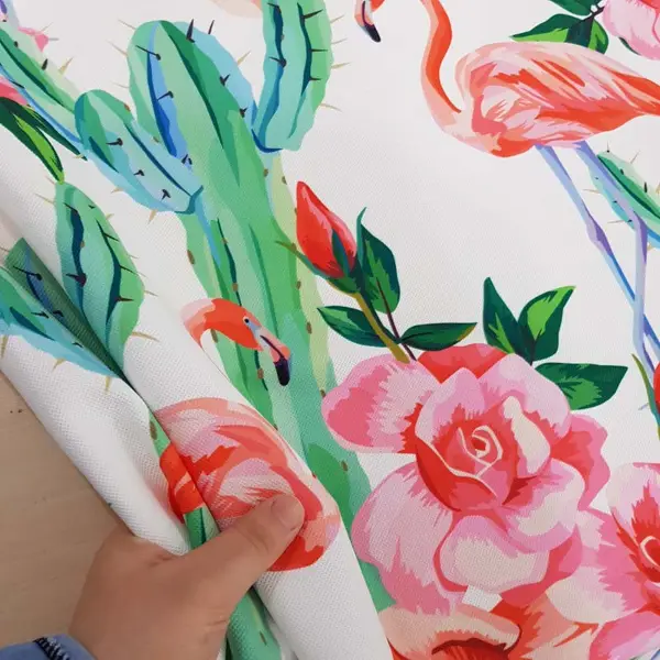 Tropikal Desenli Fon Perde Evm321 -t - Kumaşı Kalındır Duck Bezi Değildir.- Yeşil-Beyaz-Pembe-Çok Renkli