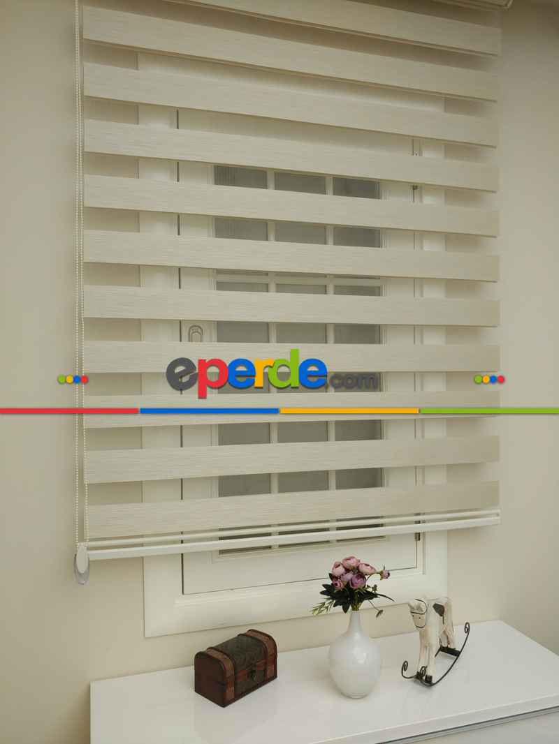 Mutfak Zebra Perde Düz Seri- Krem