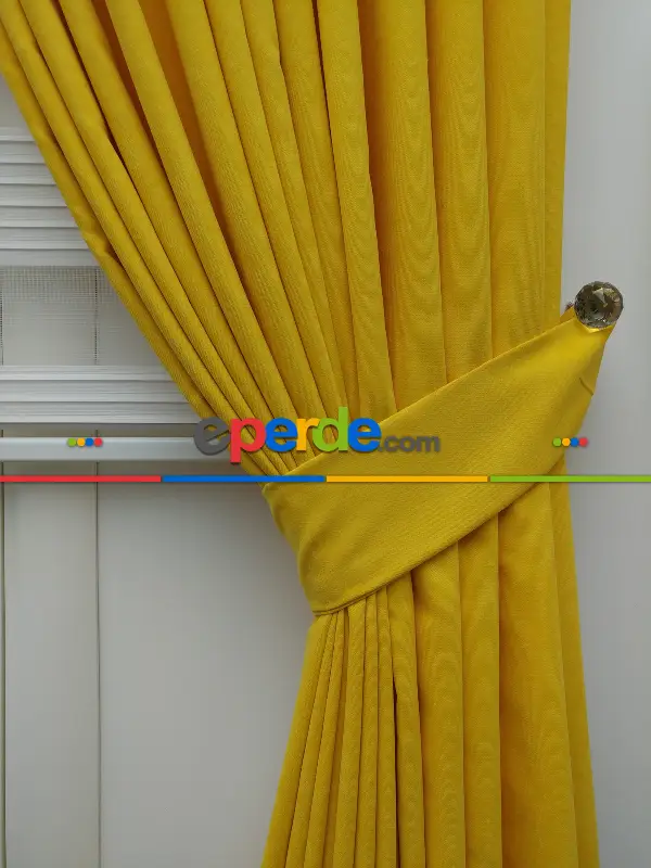 Salon Sarı - Düz Fon Perde ( Dökümlü Fon )- Sarı