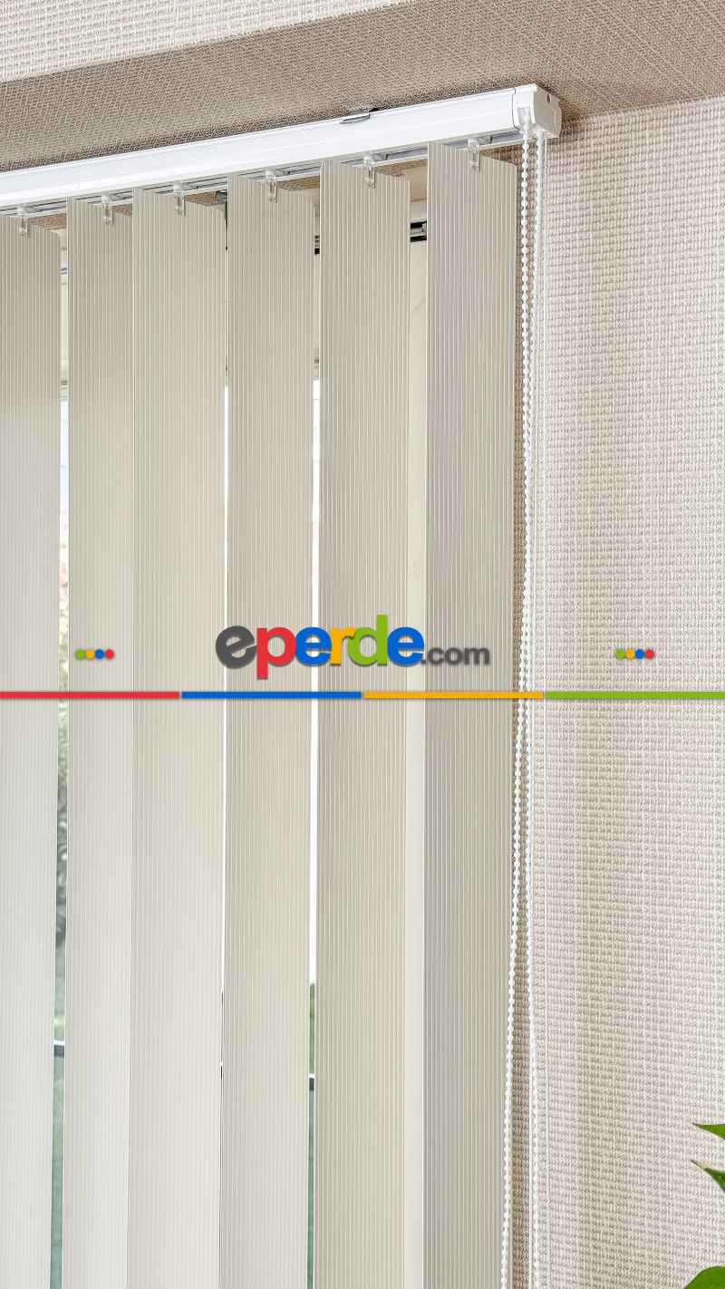 Krem Çizgili Pvc Dikey Perde, Dikey Stor Perde