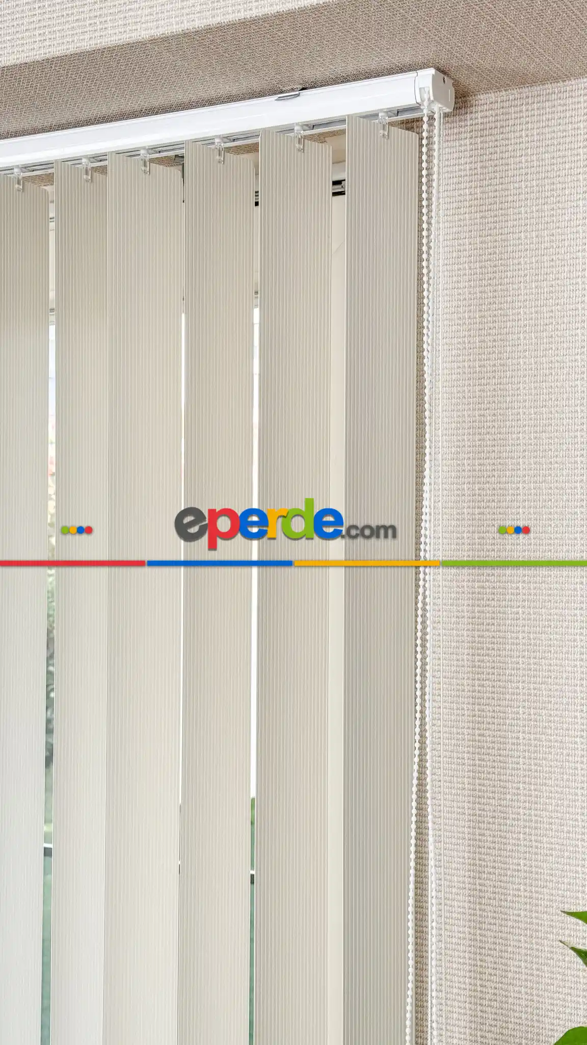 Krem Çizgili Pvc Dikey Perde, Dikey Stor Perde