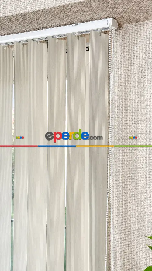 Krem Çizgili Pvc Dikey Perde, Dikey Stor Perde
