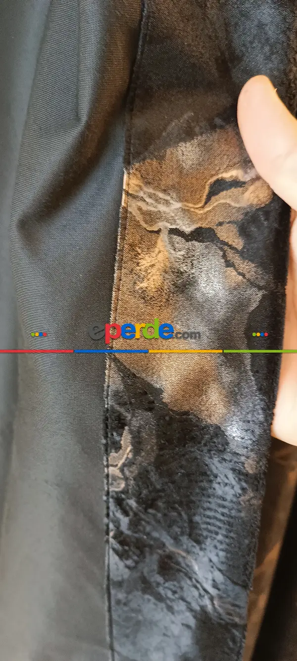 Yatak Odası - Modern Mermer Desenli Fon Perde İthal Kadife