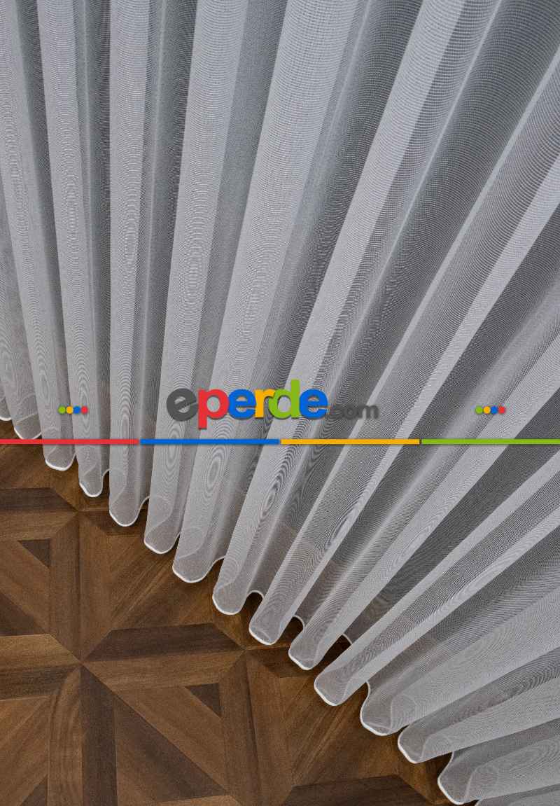 Salon Tül - Ekru Monaliza Dökümlü Tül - İtinalı Dikiş - Amerikan Pile - Kurşunlu Tül