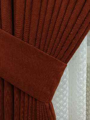 Kiremit - Düz Fon Perde ( En 150cm Dökümlü Fon Perde)- Kiremit Rengi