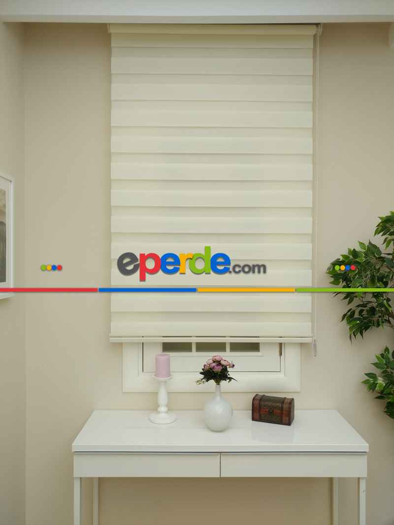 Oturma Odası - Zebra Perde - Düz Zebra Perde- Krem