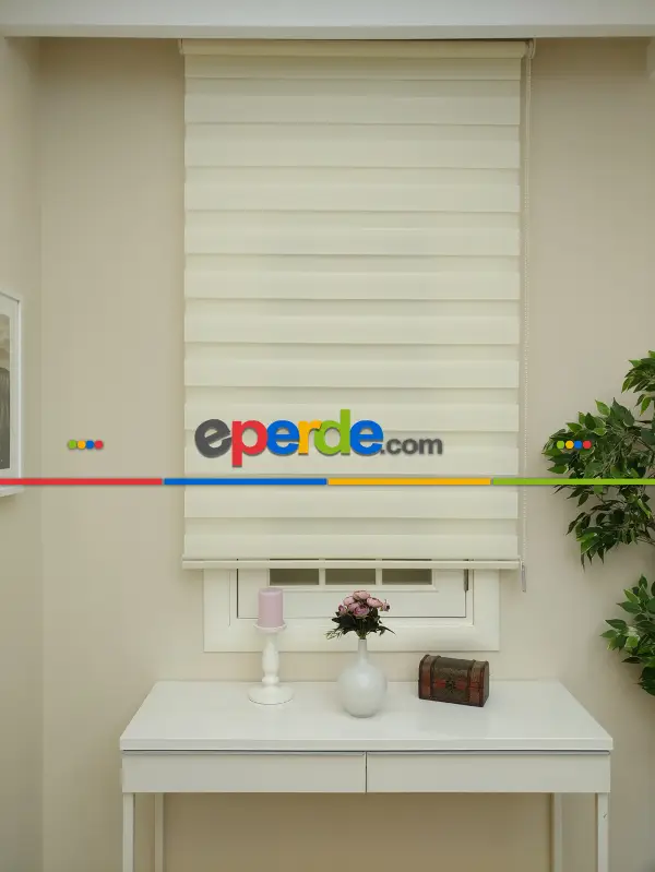 Salon Zebra Perde - Zebra Perde -düz Krem Renk Zebra (kalın Doku Zeminli)- Krem