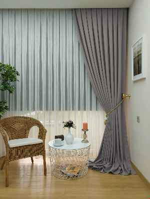 Keten Bej Renk Düz Fon Perde- Bej