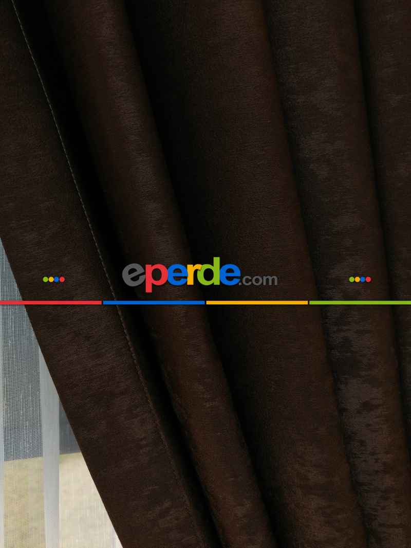 Soft Koyu Kahve Fon Perde Geniş En (285)- Kahve