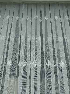 Grek Zemin Serpme Damask Desen Tül Perde- Ekru