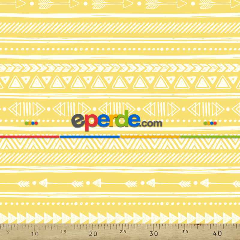 Spor Mutfak Perdesi Kanat Fon Perde Desenli- Sarı