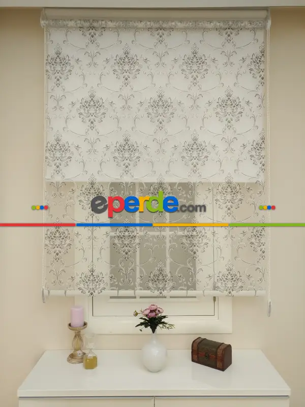 Yakma Tül Stor - Çiftli Sistem Desenli Perde (burn Out)- Antrasit