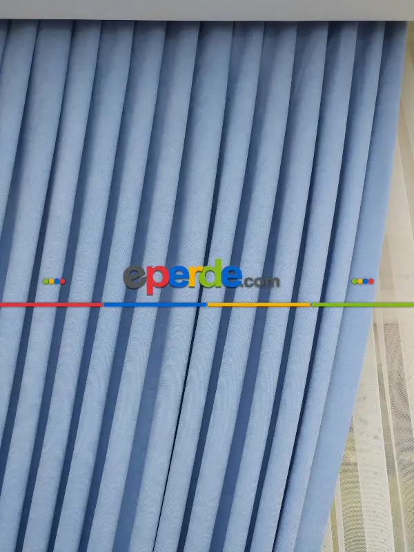 Salon Fon - Mavi - Düz Fon Perde (  Dökümlü Fon Perde)- Mavi