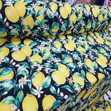 Mutfak Perdesi Kanat Fon Perde Limon Desenli- Siyah