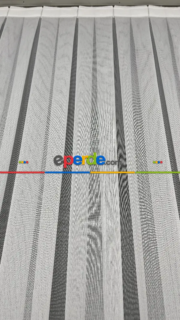 Salon - Premium Kalite Trend Perde Modelleri 2025-enine Kumaş Bantlı Dokuma Tül Perde 06