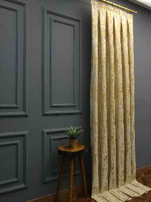 PatineDesenli Modern Desenli Jakarlı Fon Perde Yeni Seri 101- Bej-gri Açık-roze Gold