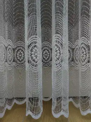 Arası Desenli Brode İşlemeli Tül Perde- Ekru