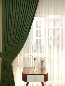 Salon Çimen Yeşili - Düz Fon Perde (  Dökümlü Fon Perde)- Yeşil Koyu Yeşil