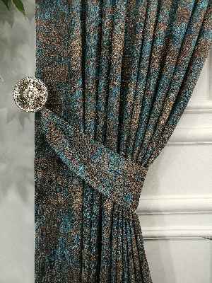 Jakar Desenli Fon Perde- Turkuaz Kahve