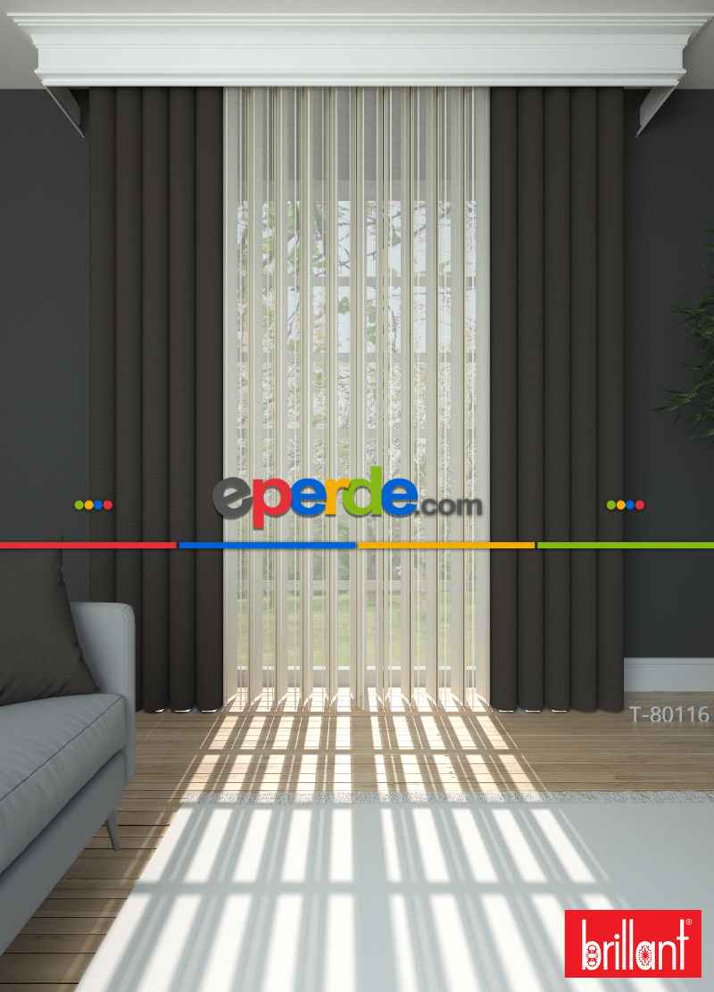 Brillant Akıllı Tül Perde Haki Yeşil Renkli Tül Dikey Zebra Perde Düz 1. Kalite