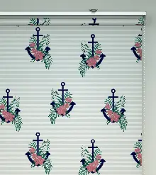 Çapa Desenli Baskılı Stor Perde- Çok Renkli