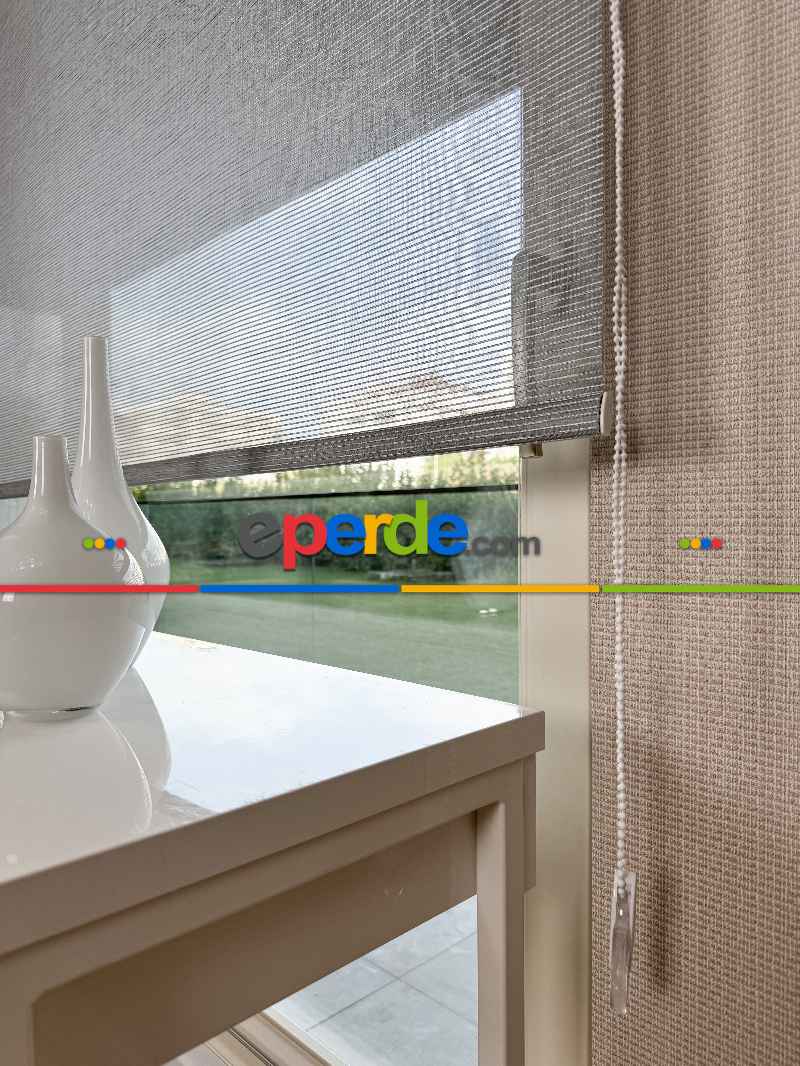 Salon Gri Tül Stor Perde, Standart Metal Kasalı Yüksek Kalite Kornişe Kolay Montaj Seçenekli