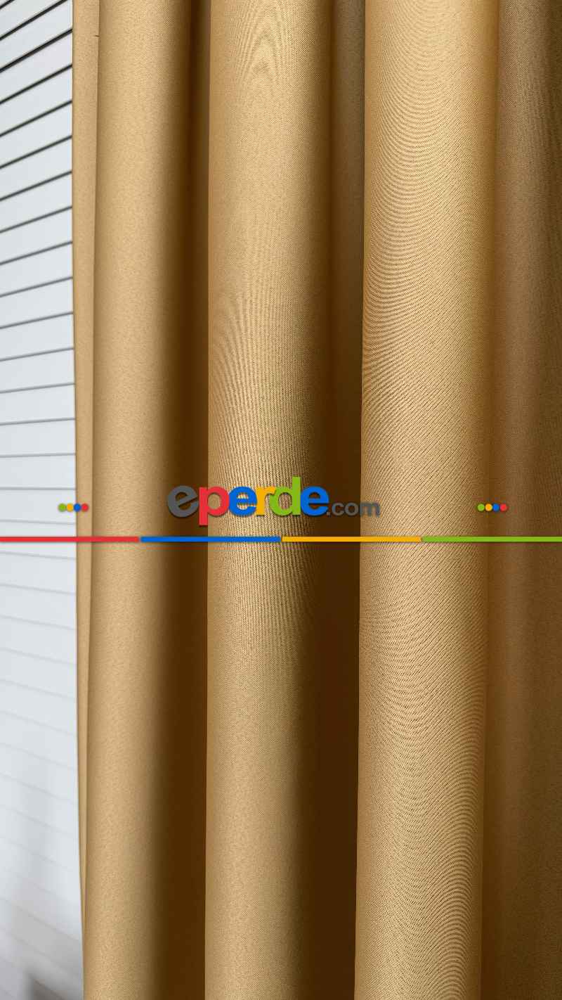 Hardal Sarı Blackout - Karartma Fon Perde, Premium Kalite Serisidir, %90 Oranında Işığı Keser