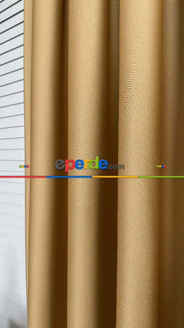 Hardal Sarı Blackout - Karartma Fon Perde, Premium Kalite Serisidir, %90 Oranında Işığı Keser