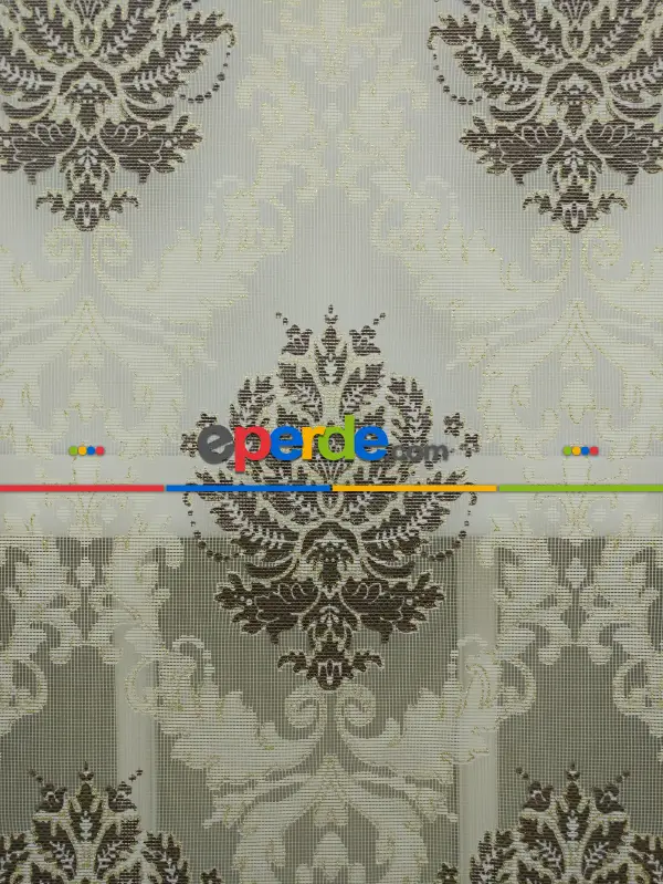 Yakma Tül Stor - Çiftli Sistem Desenli Perde (burn Out)- Kahve-açık Vizon