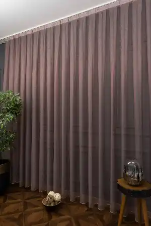 Arzenen Marka Doğal Yansımalarıyla Şık Görünümlü Kendinden Parlak, Renkli Tül Perde- Mürdüm - Kurşunlu Tül