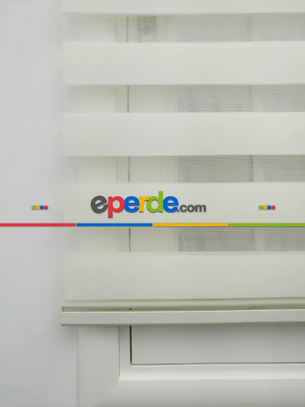 Salon Zebra Perde - Zebra Perde-tual Krem Renk Düz Zebra Perde- Krem