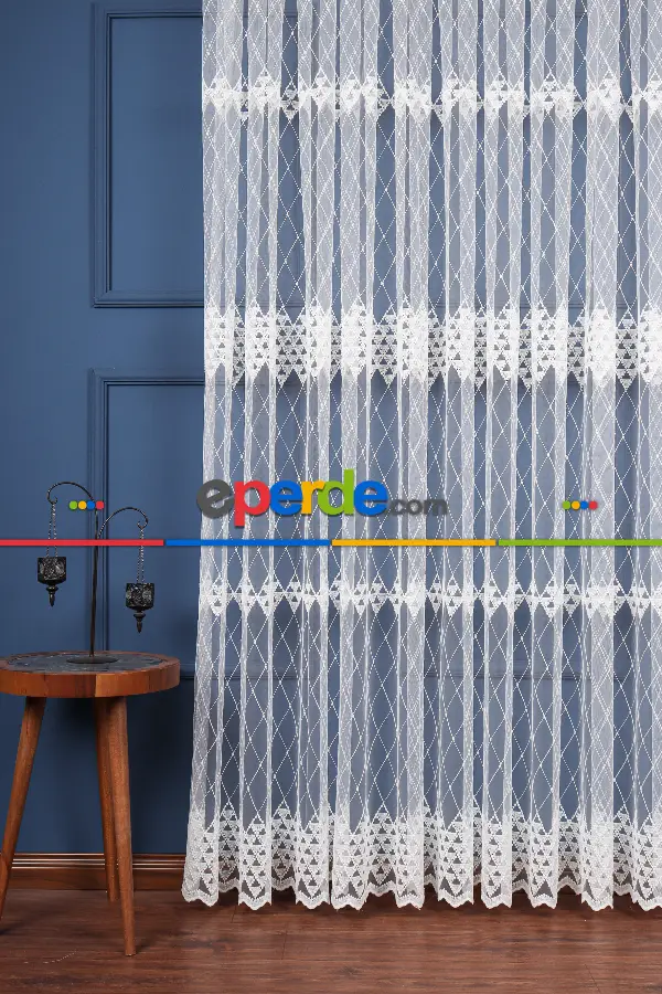 Salon Tül Modelleri - Brode İşlemeli Tül Perde Özel Seri 1117