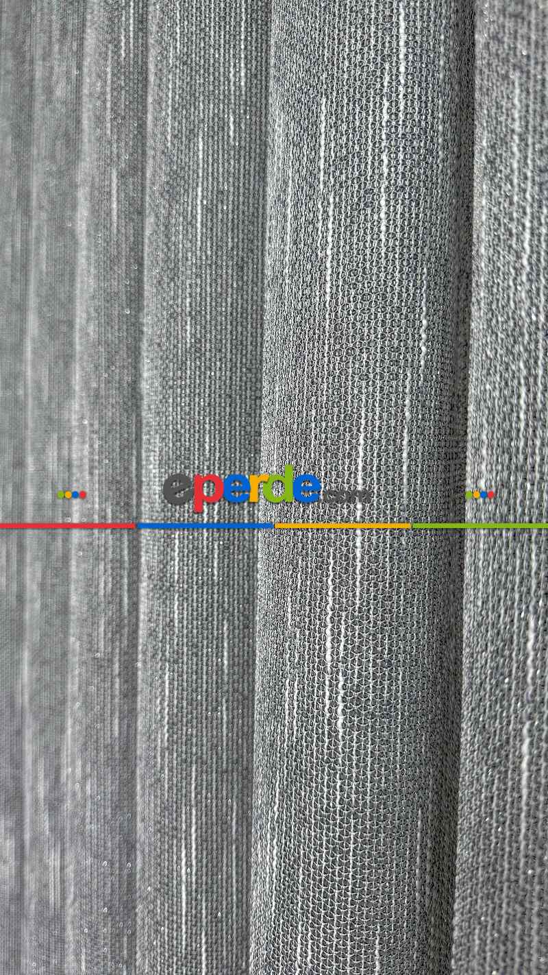 Mutfak Gri Şantuk Keten Tül Perde - Hafif Gümüş Simli - Ağır Gramajlı Premium