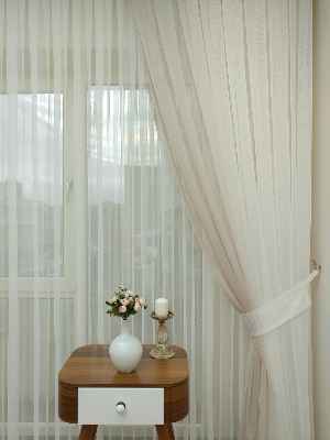 Ekru-koyu Krem Geçişli Tül Fon Perde#- Krem Koyu-ekru