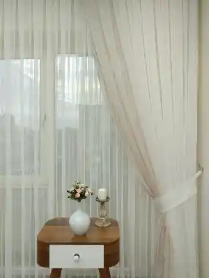 Ekru-koyu Krem Geçişli Tül Fon Perde#- Krem Koyu-ekru